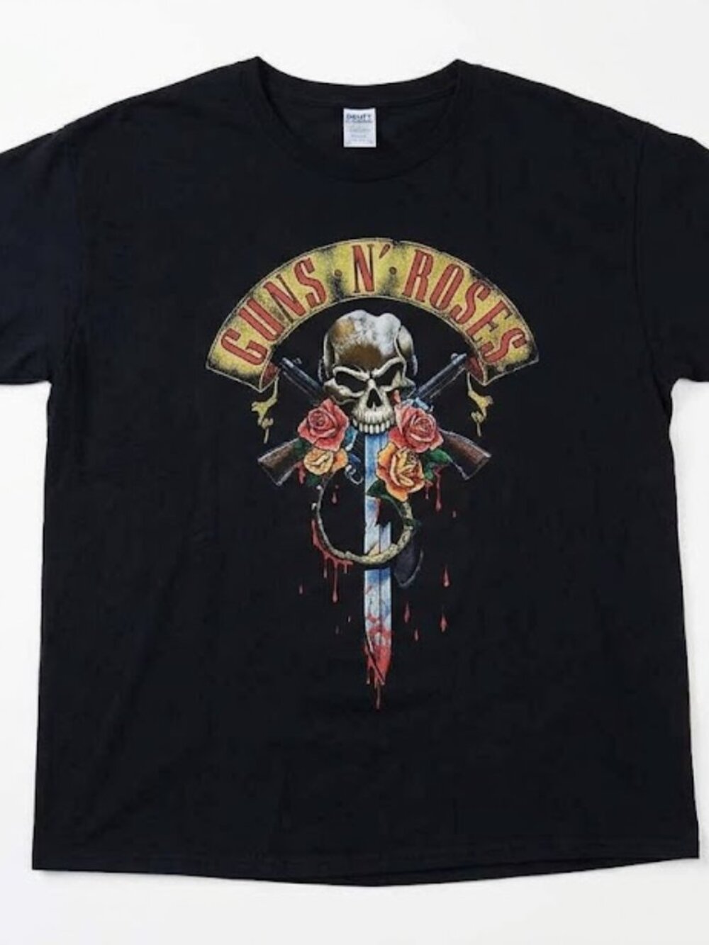 Guns N Roses Band Tee XXL Black Skull Roses Graphic T-Shirt Port & Company